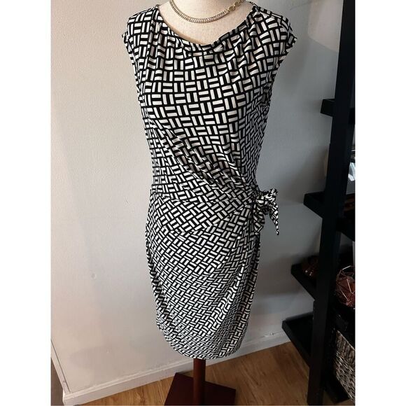 Ralph Lauren Geometric Print Dress black & white  Sz 8 - Picture 1 of 6